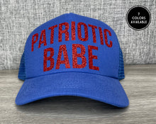 Load image into Gallery viewer, Patriotic Babe Trucker Hat