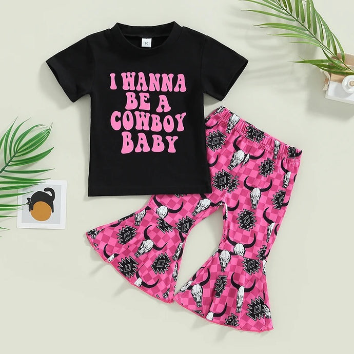 I Wanna Be A Cowboy Baby Shirt & Pants Set